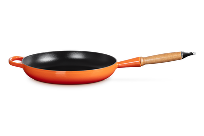 Cast Iron Frying Pan with Wooden Handle